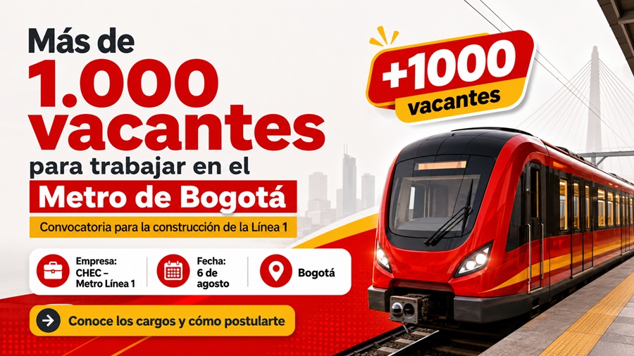Convocatoria con más de 1.000 vacantes para trabajar en la construcción de la Línea 1 del Metro de Bogotá