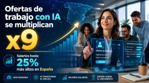 Ofertas de trabajo con inteligencia artificial se multiplican por 9 y pagan hasta 25% más