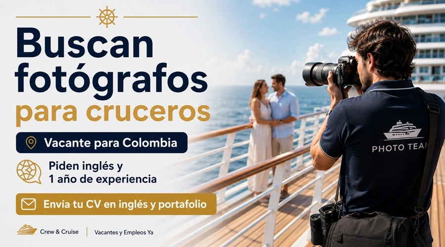 Trabajo para fotógrafos en cruceros disponible para candidatos de Colombia